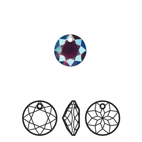 Drop 2pk amethyst shimmer, Crystal Passions® 10mm pendant classic cut 6430 image number 0