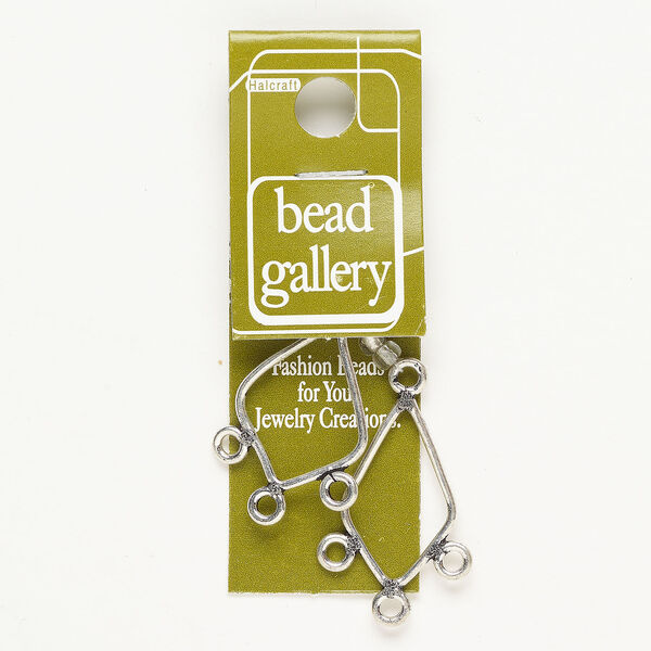 Drop, antique silver-finished "pewter" (zinc-based alloy), 25x16mm kite with 1-3 loops. Sold per pkg of 2. image number 0