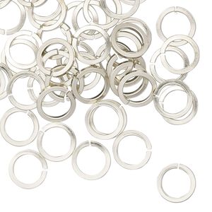 Jump ring, copper / zinc / nickel, nickel silver, 8mm hand-cut round square wire, 5.7mm inside diameter, 18 gauge. Sold per pkg of 50.