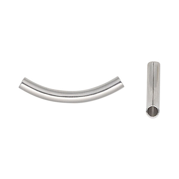 Bead, stainless steel, 26x3mm curved tube. Sold per pkg of 10. image number 0