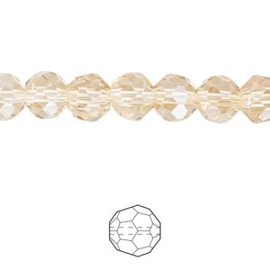 Bead 72pk translucent crystal golden shadow, Celestial Crystal® 8mm round