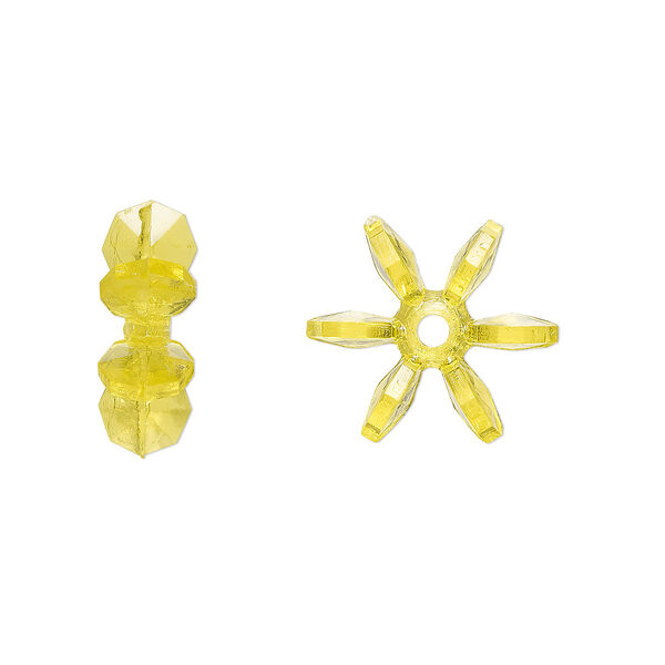 Bead, acrylic, transparent yellow, 14x5mm paddle wheel. Sold per pkg of 500. image number 0