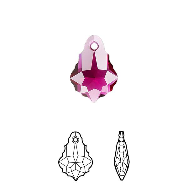 Drop 2pk ruby, Crystal Passions® 16x11mm pendant baroque 6090 image number 0