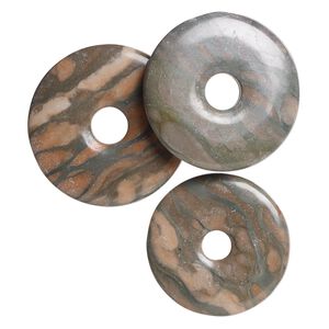 Canyon marble 1pkg3, undrilled donut focal natural mix 40-45mm