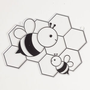 Gift 1pkg1, acrylic, black and clear, 6x5mm honey bee.