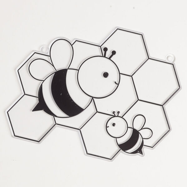 Gift 1pkg1, acrylic, black and clear, 6x5mm honey bee. image number 0