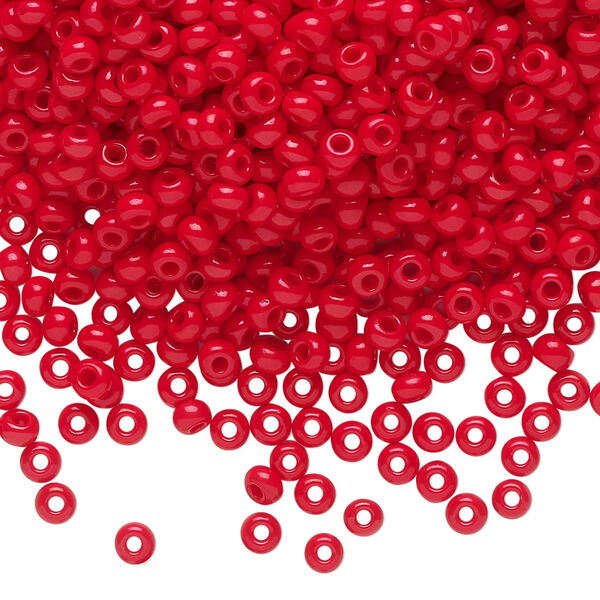 Seed bead, Preciosa Ornela Czech glass, pkg/50g, #8 rocaille, opaque red, (93190). image number 0