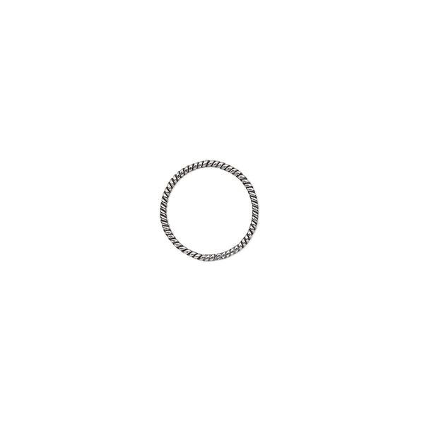 Jump ring, antiqued sterling silver, 11mm soldered twisted round, 9.8mm inside diameter, 20 gauge. Sold per pkg of 2. image number 0