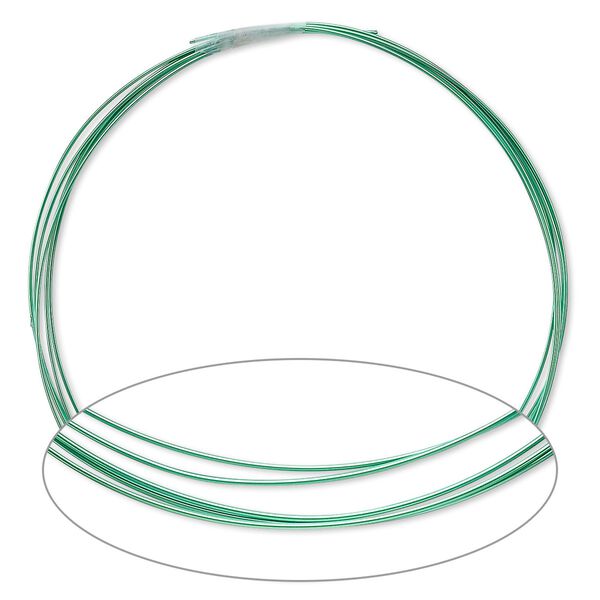 Wire, anodized niobium, green, half-hard, round, 20 gauge. Sold pkg of 5 feet. image number 0