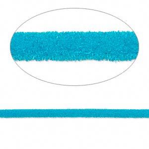 Cord, velveteen and rubber, turquoise blue, 2mm round with 0.45-1mm hole. Sold per pkg of 5 feet.