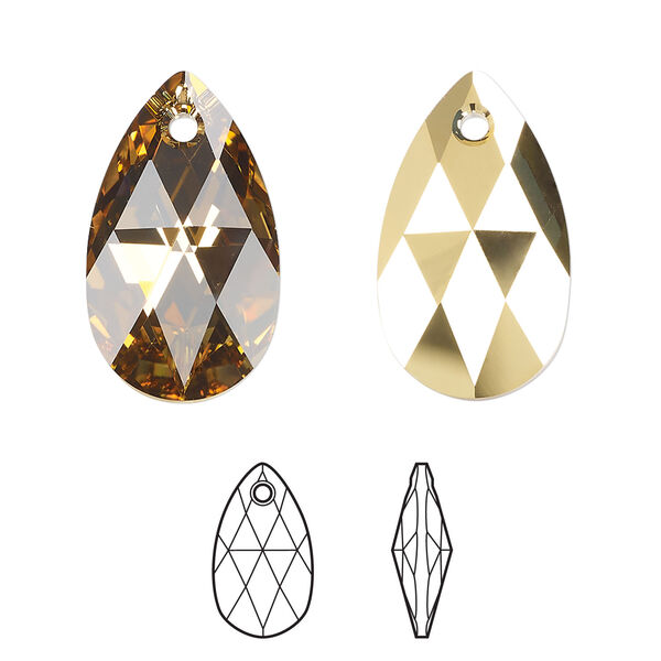 Drop 1pkg96 crystal aurum, Swarovski®, 22mm pendant faceted pear 6106 image number 0
