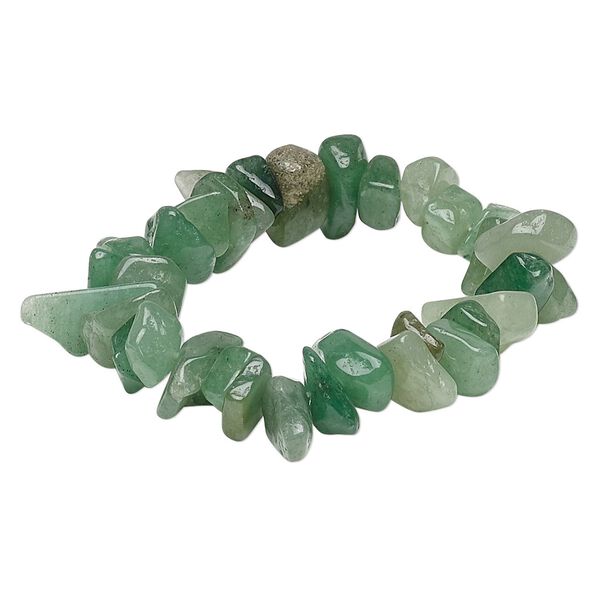 Bracelet, stretch, green aventurine (natural), extra-large chip, 7-1/2 inches. Sold individually. image number 0