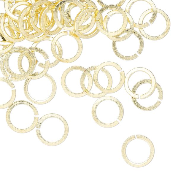 Jump ring, brass, 8mm hand-cut round square wire, 5.7mm inside diameter, 18 gauge. Sold per pkg of 50. image number 0