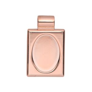 Pendant, copper-plated "pewter" (zinc-based alloy), 30x18mm single-sided rectangle with 18x13mm oval setting and tube bail. Sold individually.