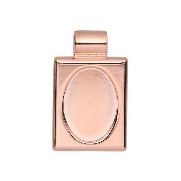 Pendant, copper-plated "pewter" (zinc-based alloy), 30x18mm single-sided rectangle with 18x13mm oval setting and tube bail. Sold individually. image number 0