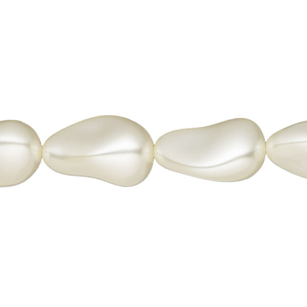 Pearl 100pk cream, Swarovski® 16x11mm baroque drop 5843 image number 0