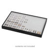 Display tray, earring, leatherette and velveteen, black and grey 13-3/4 x 1-1/4 x 9-1/2 inches with insert. Sold individually. image number 1