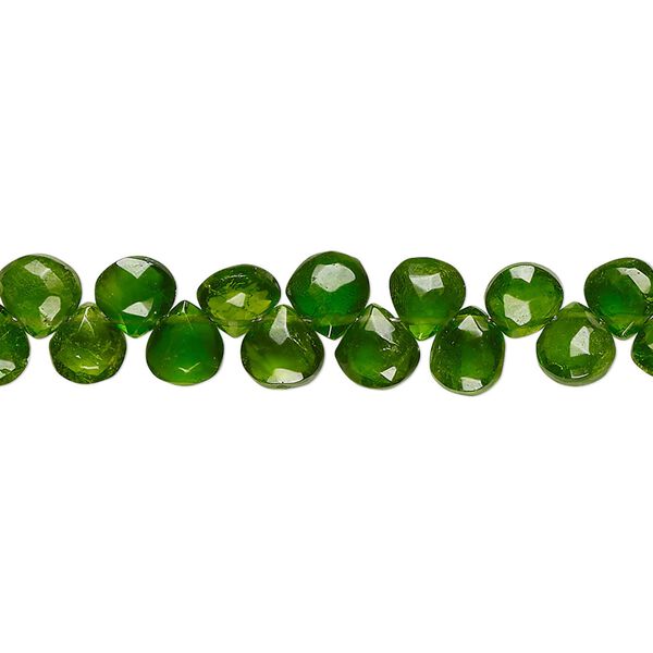 Chrome diopside 1pkg1, hand-cut top-drilled faceted puffed teardrop bead natural 4 inch 5x5mm image number 0