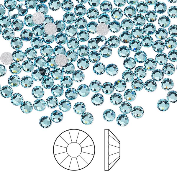 Flat back 144pk aqua bohemica foil back, Preciosa Viva 12® Czech crystal rhinestone 3-3.2mm chaton rose round SS12 image number 0
