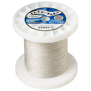 Beading wire, Accu-Flex®, nylon and silver-plated stainless steel, clear, 49 strand, 0.014-inch diameter. Sold per 1,000-foot spool.
