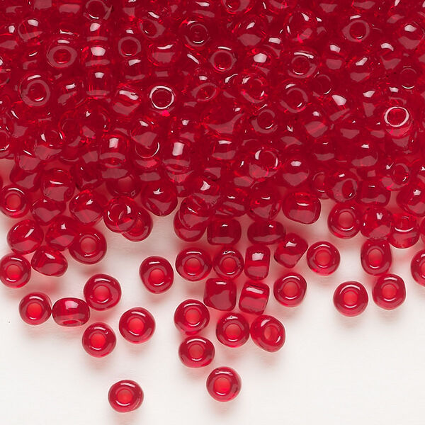 Seed bead, Dyna-Mites™, glass, transparent ruby red, #6 round. Sold per 1/2 kilogram pkg. image number 0