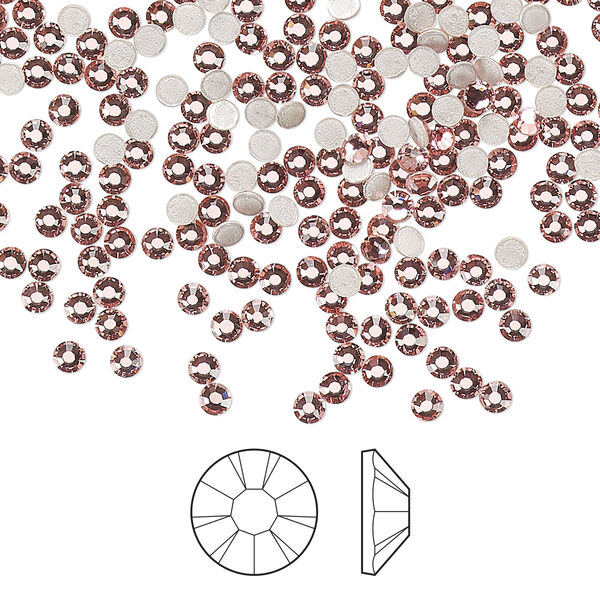 Flat back 144pk light rose foil back, Preciosa MAXIMA Czech crystal hotfix rhinestone 2.3-2.5mm chaton rose round SS8 image number 0