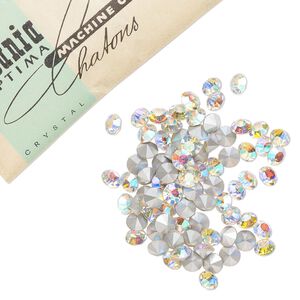 Chaton 144pk crystal AB, vintage Preciosa Czech crystal rhinestone 7.927-8.164mm round SS38