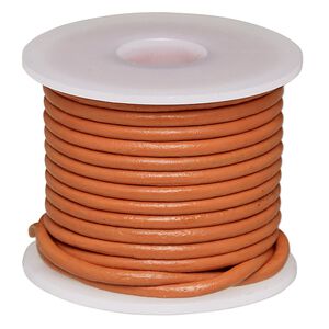 Cord, leather (dyed), marigold, 2mm round. Sold per 5-yard spool.