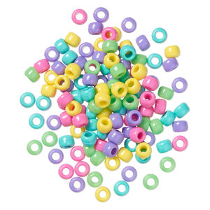 Pony bead mix 1pkg900, The Beadery&reg; plastic, opaque, mixed candy colors, 9x6mm (750V333)