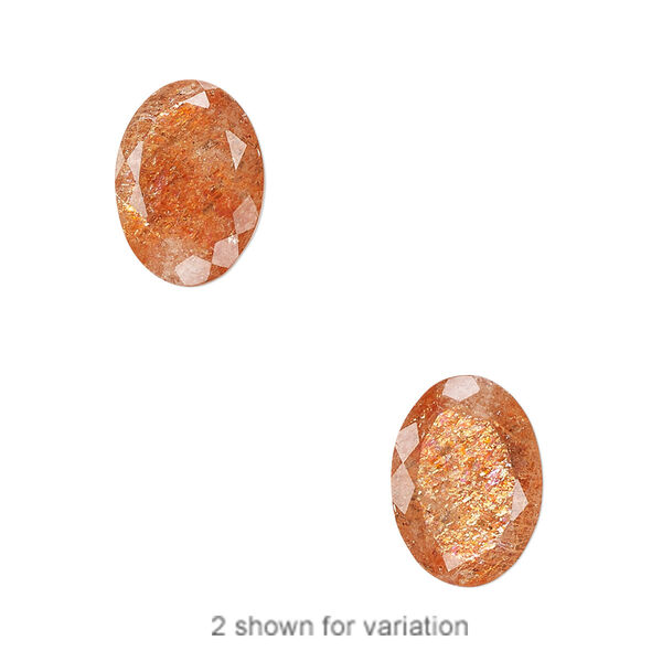 Gem, sunstone (natural), golden-orange, 14x10mm hand-cut faceted oval, B+ grade, Mohs hardness 6 to 6-1/2. Sold individually. image number 0