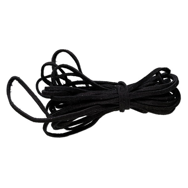Cord, faux suede lace, black, 3mm. Sold per pkg of 5 yards. image number 0