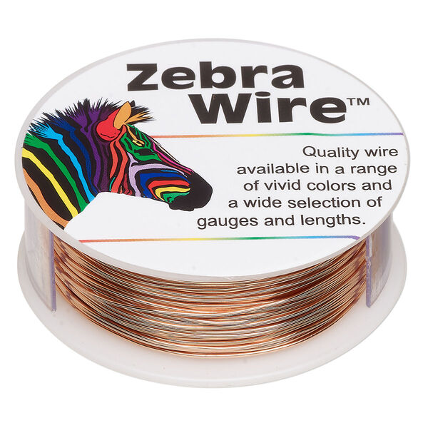 Wire, Zebra Wire™, natural copper, round, 22 gauge. Sold per 1/4-pound spool, approximately 45 yards (41 meters). image number 0