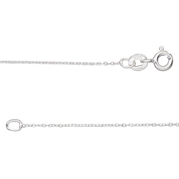 Chain, Gossamer™, sterling silver, 0.8mm oval cable, 18 inches with springring clasp. Sold individually. image number 0