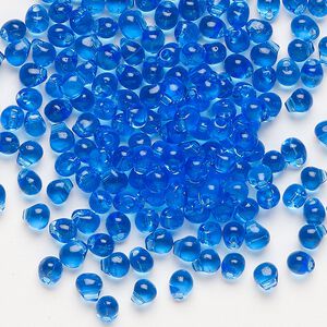 Seed bead, Miyuki, glass, pkg/10g, 4x3.4mm fringe, transparent medium blue (DP-150).
