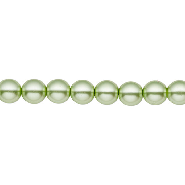 Bead, Czech pearl-coated glass druk, opaque light green, 6mm round. Sold per 15-1/2" to 16" strand. image number 0