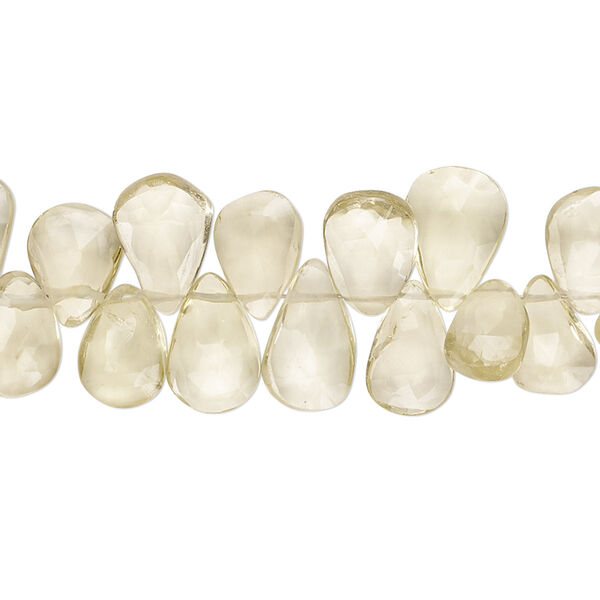Lemon quartz 1pkg1, hand-cut top-drilled faceted puffed teardrop bead 9 inch 8x6mm-11x8mm image number 0