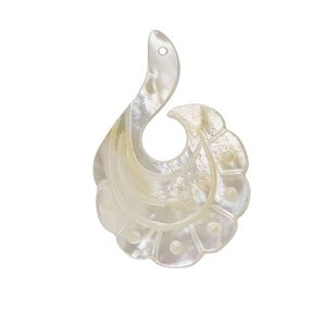 Focal, mother-of-pearl shell (natural), 30x18mm hand-carved single-sided peacock, Mohs hardness 3-1/2. Sold individually.