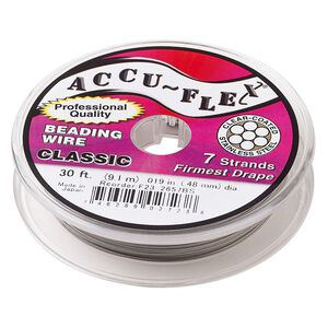 Beading wire, Accu-Flex®, nylon and stainless steel, clear, 7 strand, 0.019-inch diameter. Sold per 30-foot spool.