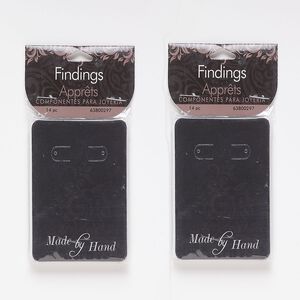 Earring card, paper, black, 3-1/4 x 2-1/4 inch rectangle with "Made by Hand." Sold per pkg of 28.