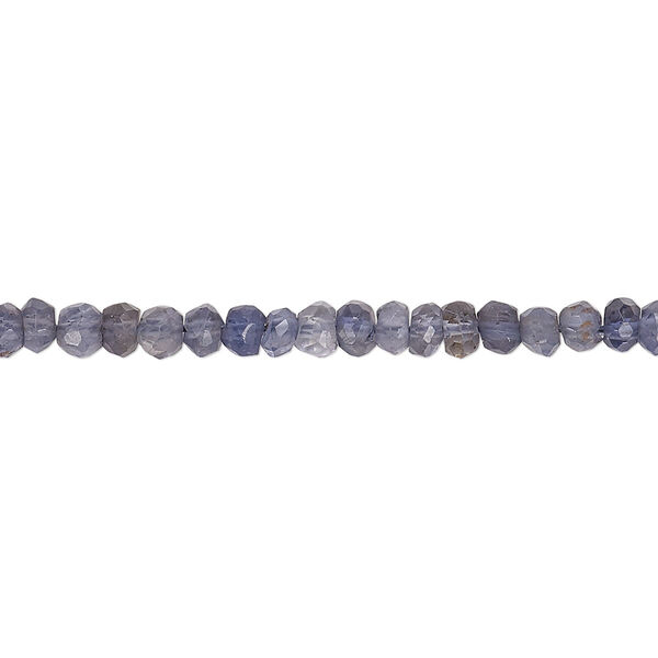 Bead, iolite (dyed), light to dark, 3x2mm-4x3mm hand-cut faceted rondelle, C+ grade, Mohs hardness 7 to 7-1/2. Sold per 15-1/2" to 16" strand. image number 0
