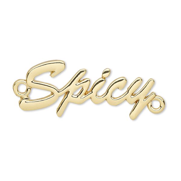 Focal, gold-finished "pewter" (zinc-based alloy), 32x14mm single-sided "Spicy." Sold individually. image number 0