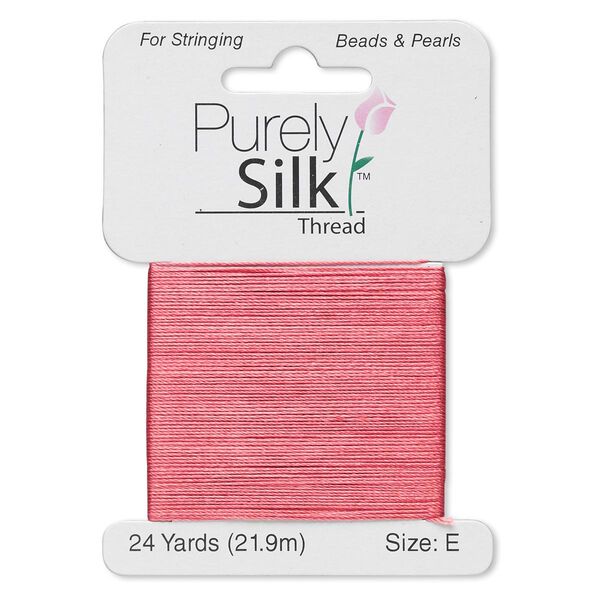 Thread, Purely Silk™, coral, size E. Sold per 24-yard card. image number 0