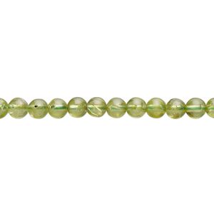 Peridot 1pkg1, round bead natural 15.5-16 inch 4mm