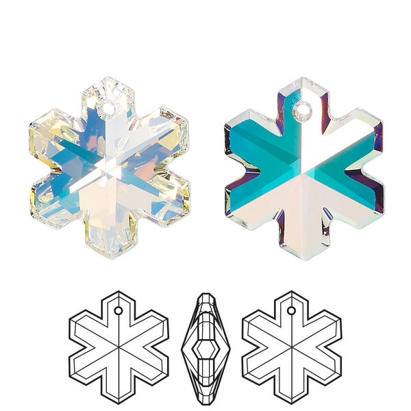 Drop 1pk crystal AB, Crystal Passions® 20x17mm pendant snowflake 6704 image number 0