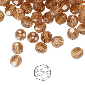 Bead 144pk light Colorado topaz, Preciosa Czech crystal 6mm round