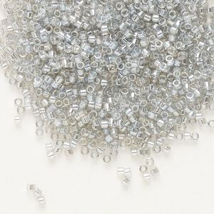 Seed bead, Delica®, glass, pkg/7.5g, #11 round, translucent gold luster silver grey (DB-0114).