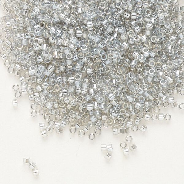 Seed bead, Delica®, glass, pkg/7.5g, #11 round, translucent gold luster silver grey (DB-0114). image number 0