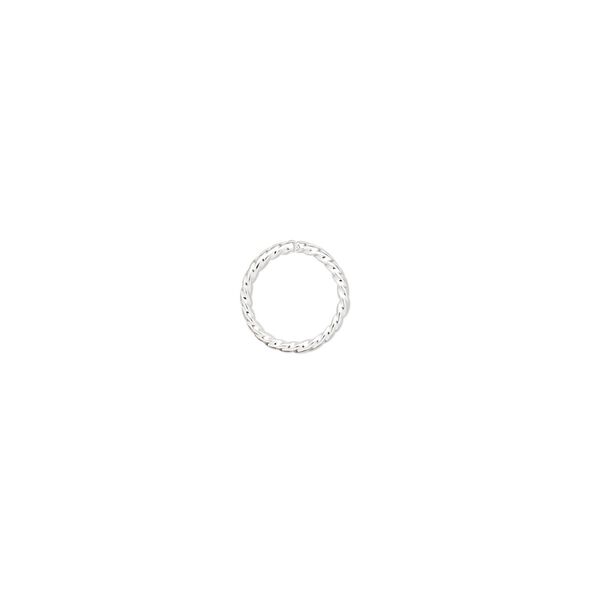 Jump ring, silver-plated brass, 8mm twisted round, 6.7mm inside diameter, 20 gauge. Sold per pkg of 100. image number 0