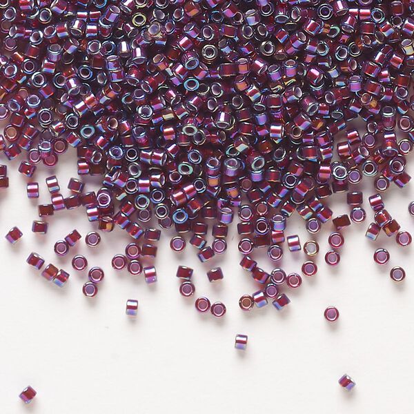 Seed bead, Delica®, glass, pkg/250g, #11 round, opaque rainbow silver-lined dark cranberry red (DB-1694). image number 0