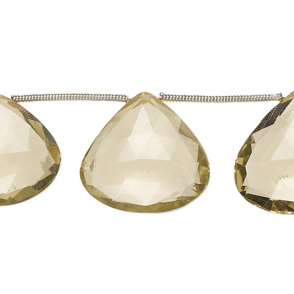 Golden quartz 1pkg9, hand-cut top-drilled faceted puffed teardrop bead 17x14mm-21x19mm image number 0